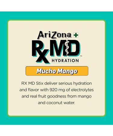 Arizona Rx MD Hydration Mucho Mango - Drink Mix - 920mg of Electrolytes - 0.45 oz Powder Sticks (Pack of 6) Mucho Mango 0.45 Ounce (Pack of 6) - Buy Online on GoSupps.com