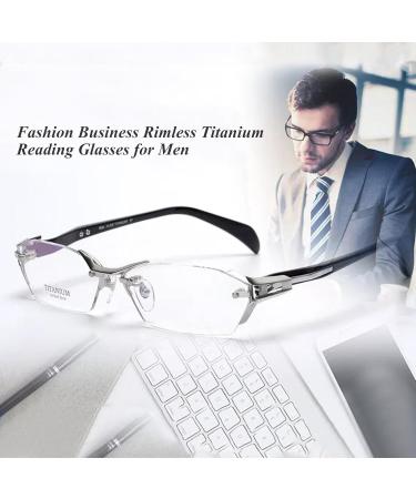 Fashion Rimless Reading Glasses for Men - Blue Light Filter Computer Glasses with Titanium Frame (2.75x) - Buy Online on GoSupps.com