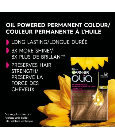 Garnier Olia Permanent Hair Dye Ammonia-Free Hair Color 7.0 Dark Blonde Long-Lasting Hair Shine With 60% Oils 1 Application LIGHT / BLONDE SHADES 7.0 Dark Blonde - Buy Online on GoSupps.com