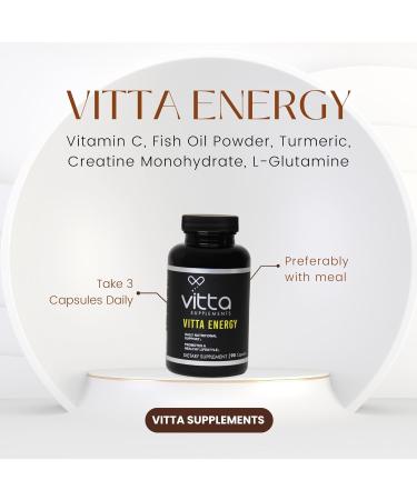 Vitta Energy Capsules - Boost with Vitamin C Fish Oil Turmeric & Creatine | 90 Capsules for Optimal Health - Buy Online on GoSupps.com