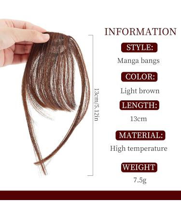 NICENEEDED Light Brown Clip in Bangs Wispy Bangs Clip in Hair Extensions Air Bangs Fringe Natural Curved Wispy Bangs Faux Hairpieces for Women Daily Wear - Buy Online on GoSupps.com