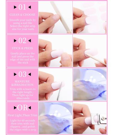 Kalolary 32PCS Cured Gel Nail Polish Strips Adhesive Full Wrap Gel Nail Art Sticker Waterproof Gel Nail Wrap Stickers with Nail File and Stick(UV/LED Lamp Required) (Pink) - Buy Online on GoSupps.com