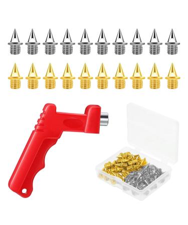 Khdulq 50 pieces of shoe spikes 5mm stainless steel replacement spikes athletics running shoes spikes with spike key accessories for sports shoes for track shoes walk hiking cross-run javelin throw