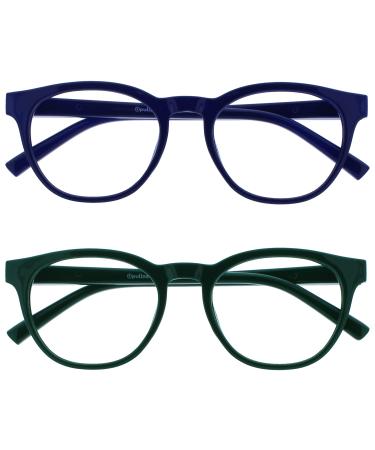 Opulize Blu - Reading glasses Blue light filter 2 Series Pack COOL READ FRIENTS SPLITE HORSE IN THE SLESS Computer Gaming Rumplings Men Women Bb5-13 +3.50 Dioptries Blue / Green