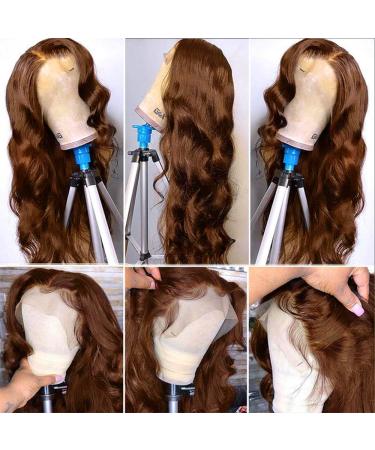 Lace Front Human Hair Wig 24 Inch Chocolate Brown Auburn Body Wave 13x4 Transparent Lace Frontal Pre Plucked with Baby Hair for Black Women - 180 Density - Buy Online on GoSupps.com