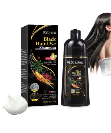 Black Hair Dye Shampoo 3 in 1 Hair Dye Shampoo for Men and Women Multipurpose Long Lasting Instant Coverage Hair Color Shampoo for Gray Hair(100ML)