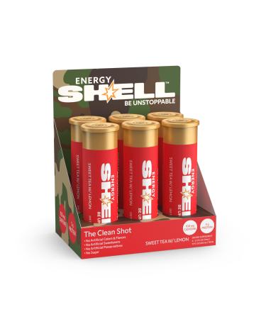 ENERGY SHELL Sweet Tea With Lemon Flavored Energy Shot 2.5oz 100mg Natural Caffeine Low Sugar Energy Drink with Amino Acids & 5g of Protein Zero Artificial Flavors or Sweeteners (6 Pack) Sweet Tea & Lemon