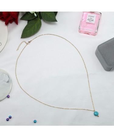 TseanYi Boho Turquoise Drop Chain Necklace - Silver Gemstone Pendant for Women and Girls - Buy Online on GoSupps.com