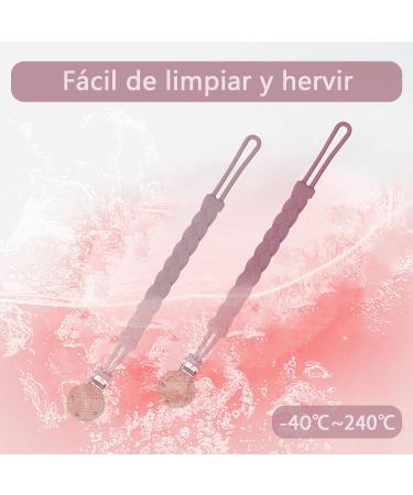 Silicone Pacifier Chain - Kizaten 2-Pack Clips for Boys & Girls | Soft Flexible & Clean - Purple/Pink - Buy Online on GoSupps.com