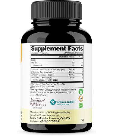 Sandhu's Gut Health - Prebiotic Probiotic Postbiotic & L-Glutamine | Digestive Health Colon Probiotic Total Supplements | 120 Delayed Release Capsules - Buy Online on GoSupps.com