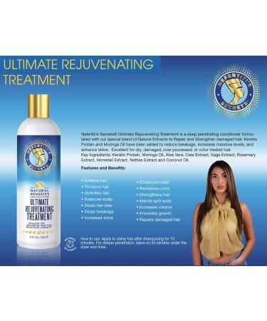 Nefertiti's Secrets Rejuvenating Treatment with Moringa Oil & Keratin | Energizing Conditioner for Dry & Damaged Hair | Hair Therapy 8 Oz - Buy Online on GoSupps.com