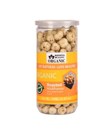 Blessfull Healing Organic Makhana with Roasted Lemon Pepper and Garlic Flavor 100 grams
