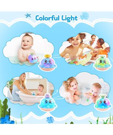 Octopus Light Up Bath Toy with Automatic Induction Spray Water - Blue | Perfect Gift for Baby Boys and Girls | Four Water Spray Patterns - Buy Online on GoSupps.com