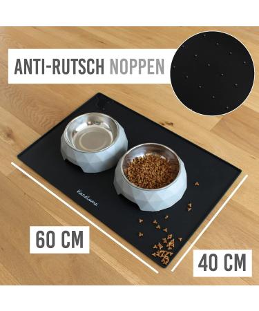 Karaluna Premium Silicone Bowl Underlay 60x40 cm - Black Curvy Cat & Dog Feeding Mat Non-Slip Pet Bowl Surface - Buy Online on GoSupps.com