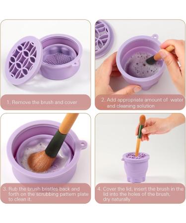 Foldable Makeup Brush Cleaning Cup Beauty Brush Cleaning and Drying Storage Cup Silicone Brush Cleaning Cup for Makeup Brushes Cleaning for Powder Puff and Beauty Blender (Purple) - Buy Online on GoSupps.com