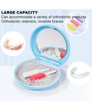 Portable Dental Container for Artificial Teeth & Braces - Protes Box with Mirror for Dentures & Sports Mouthguards - Blue - Buy Online on GoSupps.com