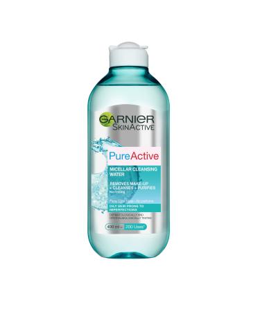 Garnier Pure Active Micellar Water 400ml Gentle Face Cleanser & Make-Up Remover for Face Lips & Eyes-Cleans & Mattifies Combination Oily Skin Best Useable Micellar Eco Pad