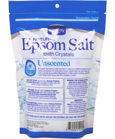 Epsom Salt Bag | Natural Bath Crystals (16 oz) for Soaking - Magnesium Sulfate Unscented International Shipping Available - Buy Online on GoSupps.com