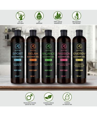 Shower Gel Balance 500ml - Shower Gel for Men with Cedarwood Essential Oil - Body Care - Cleansing and Care - Coniferous Fragrance - Masculine Aroma - Body Wash for Him - Buy Online on GoSupps.com