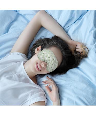 KDQUA Green Boho Daisy Floral Eye Mask - Silk Blackout Sleeping Mask for Women Men Kids | Adjustable Soft Sleep Cover - Buy Online on GoSupps.com
