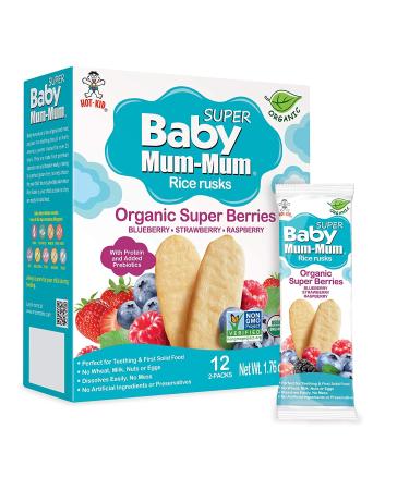 Baby Mum-Mum Organic Super Berries Rusks 1.76 Ounce, 24 Count (Pack of 6) Organic Super Berries 1.76 Ounce (Pack of 6)