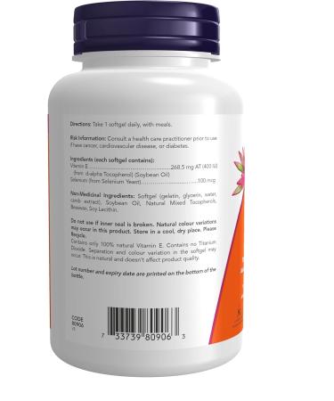 Now E-400 IU with Selenium 100gel - Buy Online on GoSupps.com