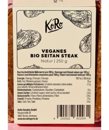 KoRo - Organic vegan seitan steak 250g - Buy Online on GoSupps.com