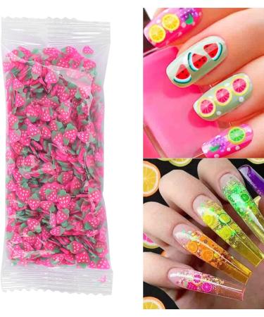 Fruit Nail Art Slices Nail Art Slices with Fruit Shaped Polymer Clay Nail Art Cellphone Glasses Decoration Accessories 10g/pack Nail Charms for Lip Gloss Nail Art DIY(Pink strawberry) - Buy Online on GoSupps.com