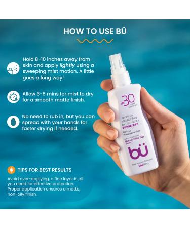 BU SPF 30 Sunscreen Spray for Face and Body Non Aerosol Spray Ultrafine WOWmist TSA Travel Size Sunscreen Clear Non Greasy Water Resistant White Sage 3.3 oz White Sage 3.3 Fl Oz (Pack of 1) - Buy Online on GoSupps.com