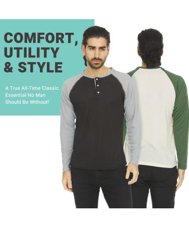 Mens Thermal Long Sleeve Henley Shirt - Lightweight Base Layer for T-shirts & Jackets - 3-Pack Set - Buy Online on GoSupps.com