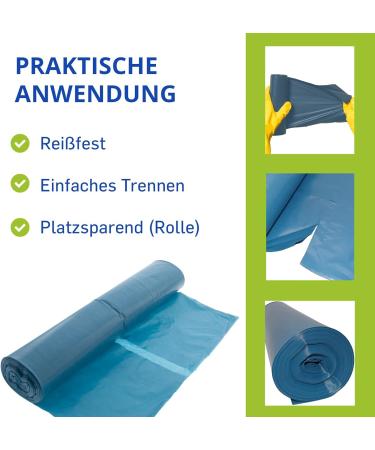 Hossis Wholesale 120L Blue Garbage Bags - Tear-Resistant 39my 25-Pack for Home Garden & Catering Waste - Buy Online on GoSupps.com