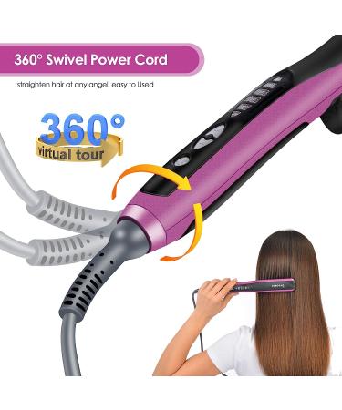 Ceramic Hair Straightening Brush | Fast Heating, 6 Temp Settings, Anti-Scald Design | Ideal for Home, Travel & Salon Use | Black Purple - Buy Online on GoSupps.com