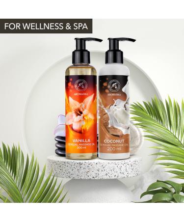 Buy Sensual Vanilla Coconut Massage Oil 2x200ml - Edible Kissable Body Oil with Almond & Grape Seed Oil for Relaxation - Buy Online on GoSupps.com