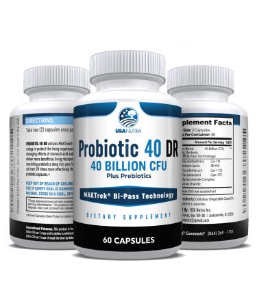 USANUTRA Probiotics for Women and Men 40 Billion CFUs Living Probiotics 20x More Effective wth Maktrek