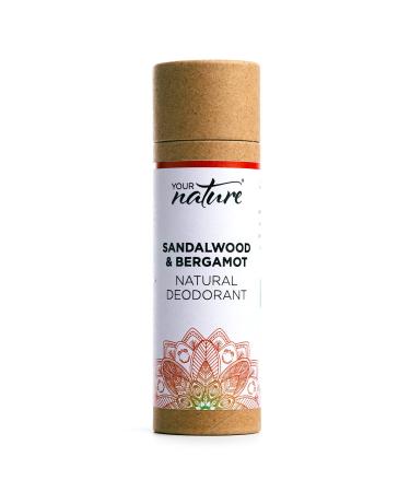 YOUR NATURE - 100% Plastic Free & Recyclable/Natural Ingredients/No aluminium Parabens or Carcinogens/Vegan Eco Friendly/Cruelty Free Handmade Natural Deodorant Stick (Sandalwood & Bergamot)
