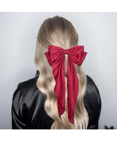 wimony 2 PCS Hair Bow for Women Girls Red Hair Bow Chiffon Hair Bow Ribbon Hair Clips Large Hair Bowknot Clips French Hair Clips Barrettes French Style Ribbon Bows for Wedding(Red and Pink) Pink and Red - Buy Online on GoSupps.com