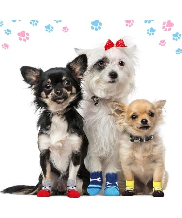 24 Pieces Non Slip Dog Socks for Small Dogs - Indoor Paw Protectors for Hardwood Floors - 6 Styles (Small) - Buy Online on GoSupps.com
