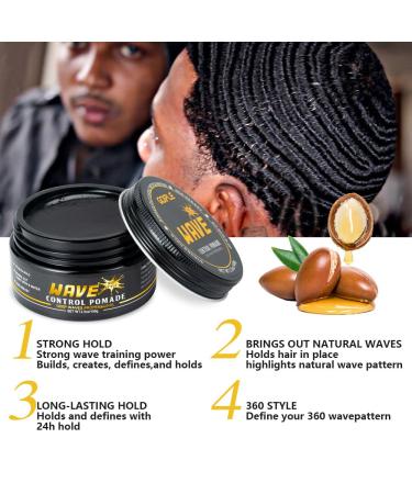 Wave Pomade for Men - Strong Hold Hair Cream for 360 Waves | Easy Wash Moisture & Control | Includes Brush & Silky Durag - Buy Online on GoSupps.com