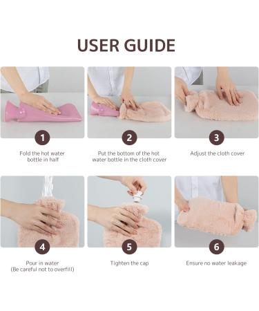 LEEVOT Hot Water Bottle Hand and Foot Warmer - 2000ml Portable Ice Compress with Gray Fluffy Cover for Comfort & Relief - Buy Online on GoSupps.com