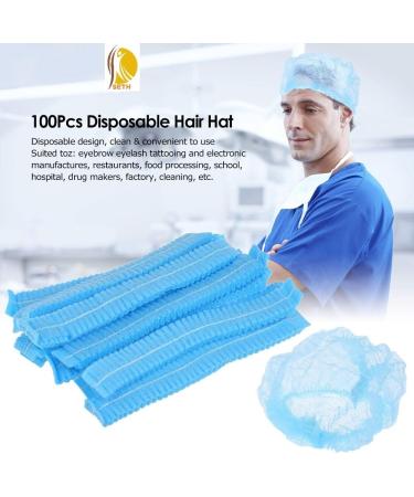 100 Pcs-21 Bouffant Disposable Hair Net Caps Bundle with Gloves - Blue (21 Inch) | For Microblading, Tanning, Food Service, Sleeping - Buy Online on GoSupps.com