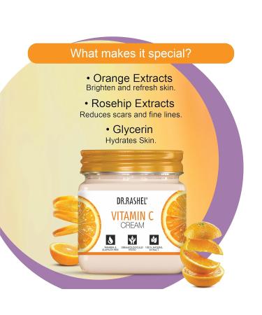 DR.RASHEL Vitamin C Cream For Men & Women With Goodness Of Orange Extract & Glycerin Hydrating & Moisturizing Facial Cream Soothing & Cleansing Facial Cream For All Skin Types - 380 ml / 12.84 Fl Oz - Buy Online on GoSupps.com