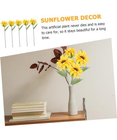 HOMSFOU 5pcs Sunflower Artificial Flower Decoraciones Para Salas De Casa Faux Artificial Sunflowers Bouquet Artificial Sunflower Bouquets Silk Sunflower Bride Green Plants Wedding Plastic - Buy Online on GoSupps.com