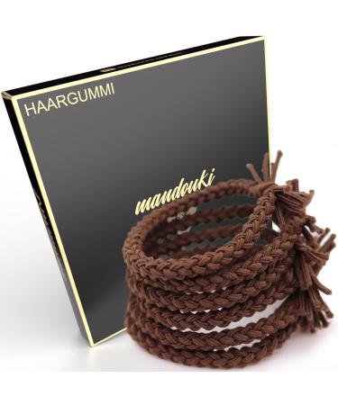 Mandouki Hair Tie (6 pieces) - Elegant braided hair ties: Ultimate hold and durability for women and girls Brown - Buy Online on GoSupps.com