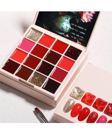 Walopola Solid Cream Gel Nail Polish 16 Colors Nail Cream Gel Nail Polish Palette Solid Gel Nail Polish Gel Manicure Palette Nail Glue for Women 16 Colors Red - Buy Online on GoSupps.com