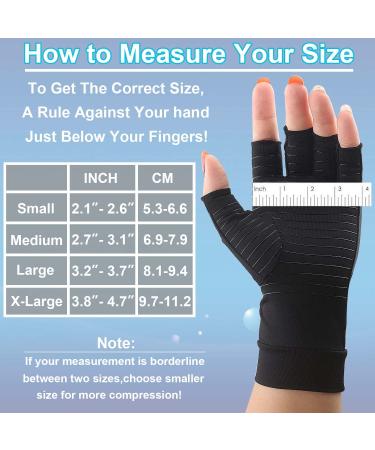 2 Pairs Copper Arthritis Compression Gloves for Men and Women - Fingerless Relief for Carpal Tunnel, Hand Pain, RSI - Support for Work, Driving, Typing - Medium Black - Buy Online on GoSupps.com