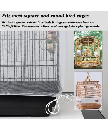 SYOOY Birdcage Seed Catcher - 3 Piece Set for Parrot, Parakeet, Macaw - Adjustable, Durable, Breathable Nylon Mesh Net Skirt Guard - Washable Material - Fits African Round & Square Cages - Buy Online on GoSupps.com