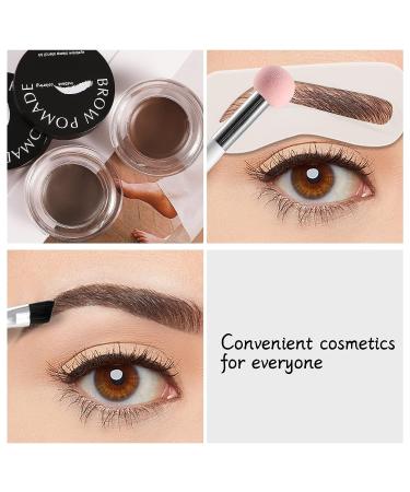Boobeen Eyebrow Stencil Kit - Waterproof Pomade Gel with 10 Stencils & Brush, Medium Brown Brow Makeup for Women - Buy Online on GoSupps.com