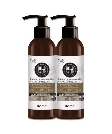 P-Beauty Naturkosmetik Lot de 2 gels nettoyants pour le visage 180 ml Nettoyant doux pour le visage l'huile de coco bio & v g talien Hydratant et limine le maquillage le s bum les impuret s 180 ml (Lot de 2)