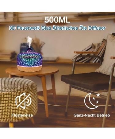 Exqline 500ml Aroma Diffuser - 3D Fireworks Essential Oil Fragrance Diffuser with 7 Color LED Timer & Auto-Off for Home Spa Yoga & Aromatherapy - Buy Online on GoSupps.com