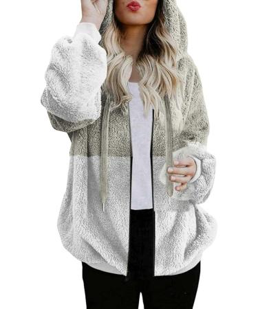 Women's Oversized Fleece Plush Hoodie Jacket - Warm Fluffy Zippered Long-Sleeved Stand-Up Collar for Winter - Buy Online on GoSupps.com
